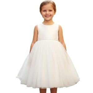 Pippa & Julie Dress Girls 4 Cream Tulle Flower Girl Special Occasion Party Gown